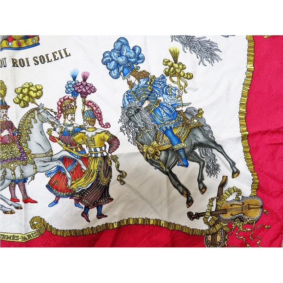 Hermes Red and Gold Scarf - Picture 5 of 14